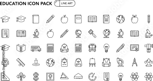 Education icons on white background.