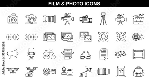 Film and photo icons collection.