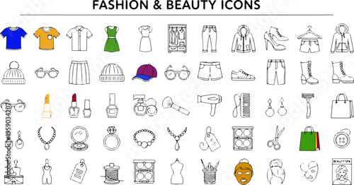 Fashion and beauty icons collection.