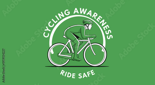 Cycling Awareness Icon Depicting a Cyclist Promoting Road Safety and Safe Riding Habits