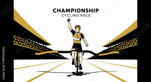 Cycling Championship Illustration Depicting Athlete Victory In A Highly Stylized Design