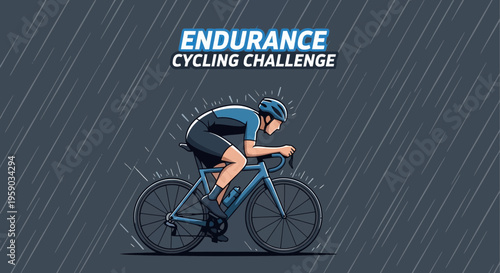 Cyclist Enduring A Rainy Cycling Challenge Showcasing Determination and Endurance