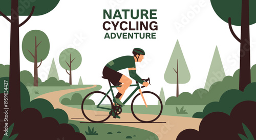 Cyclist Exploring The Outdoors: Nature Cycling Adventure Amidst Verdant Scenic Forest