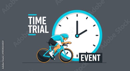 Cyclist in a Time Trial Event Races Against Clock Indicating Speed and Pacing