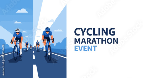 Cycling Marathon Event, Athletes Competing on Bicycle Race in Abstract Illustration