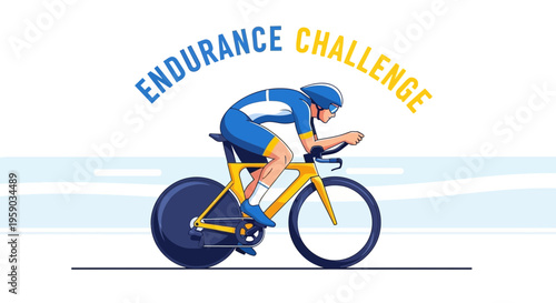 Cyclist in Action During an Endurance Challenge, Energetic Fitness Illustration