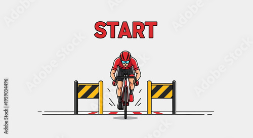 Cyclist Ready At The Start Line For Competition