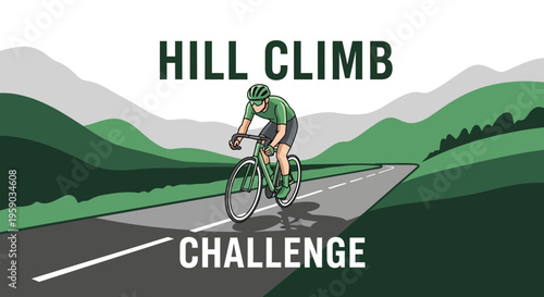 Cyclist Ascending Steep Hill: A Dynamic Illustration for Outdoor Endurance Activities