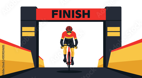 Cyclist Approaching the Finish Line of a Race