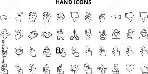 Hand icons in various gestures.