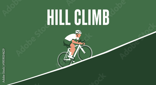 Cyclist Ascending Steep Hill: A Dynamic Illustration for Outdoor Recreation and Endurance