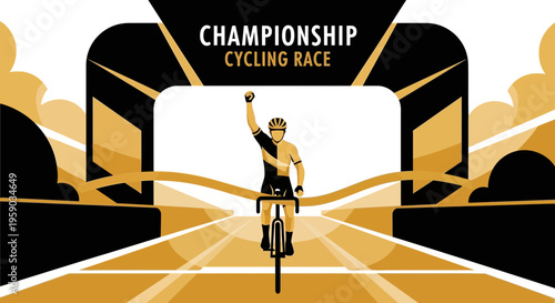 Cyclist Triumph Illustration Depicting Championship Victory and Sportive Competition