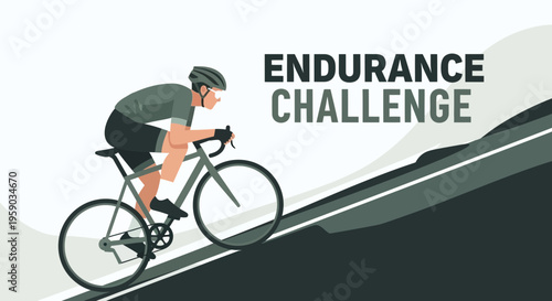 Cyclist Ascending Steep Hill in Endurance Race, Showing Determination And Strength