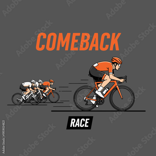 Cyclist's Determined Comeback in Intense Race: Capturing Speed and Competitive Spirit