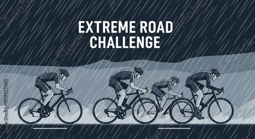 Cyclists Compete In Extreme Road Race During A Stormy Weather Challenge Event