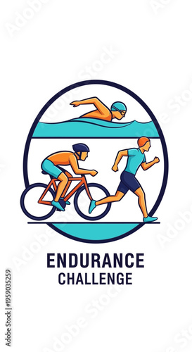Depicting Endurance Challenge: A Triathlete's Journey Through Swim, Cycle, and Run Races
