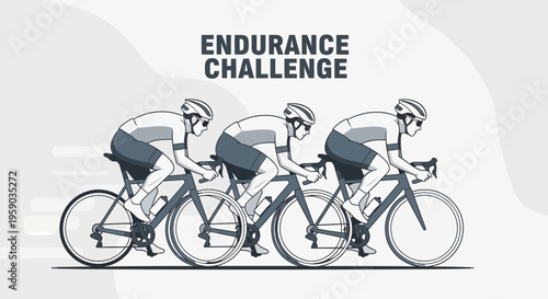 Cyclists Competing in Endurance Challenge Illustrative Displaying Determination and Athleticism