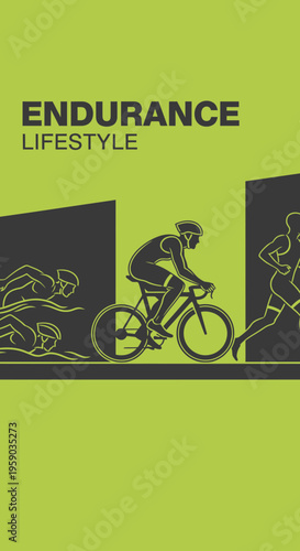 Depicting Endurance: A Graphic Illustration Showcasing Triathletes' Determination And Pursuit