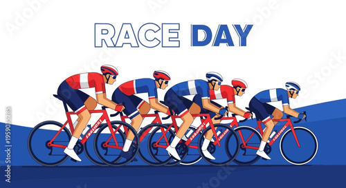 Cyclists Competing in Bicycle Race, Demonstrating Speed, Determination, and Teamwork on Race Day