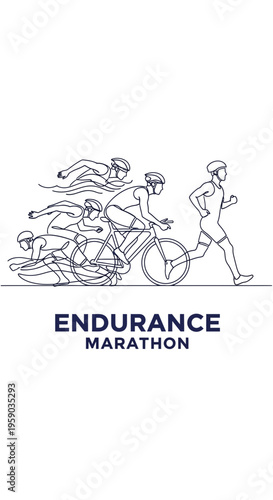 Depicting Athletic Endurance: A Minimalist Illustration of Triathlon Disciplines in Motion