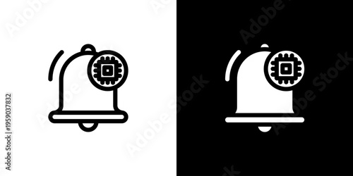 Smart Alert Notification icon concept with flat Black White Background. Vector illustration.
