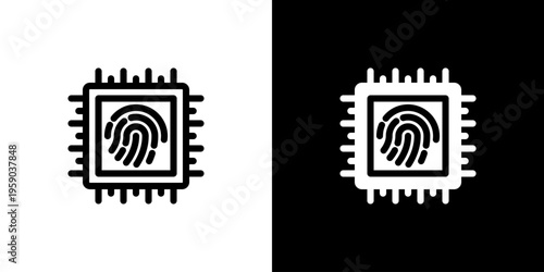 Biometric Access Identification icon concept with flat Black White Background. Vector illustration.