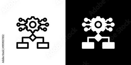Algorithm Workflow Diagram icon concept with flat Black White Background. Vector illustration.