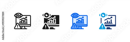 Monitoring Crisis Data icon multiple style collection. Vector illustration.