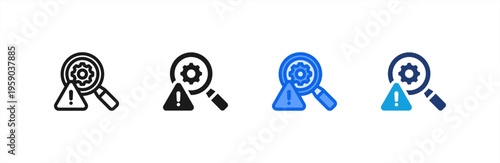 Incident Investigation Zoom icon multiple style collection. Vector illustration.