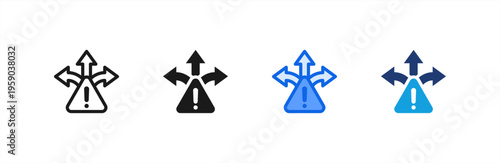 Decision Making Arrows icon multiple style collection. Vector illustration.