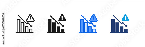 Economic Reduction Chart icon multiple style collection. Vector illustration.