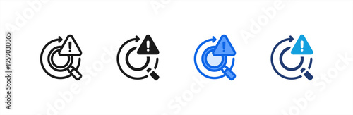 Incident Diagnosis Analysis icon multiple style collection. Vector illustration.