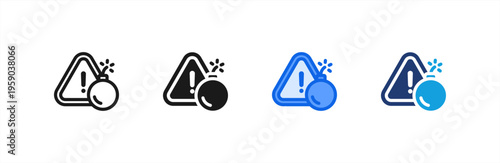 Threat Warning Alert icon multiple style collection. Vector illustration.