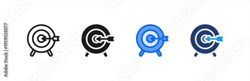 Target Objective Goal icon multiple style collection. Vector illustration.