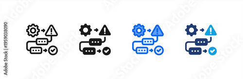 Procedure Step Flow icon multiple style collection. Vector illustration.