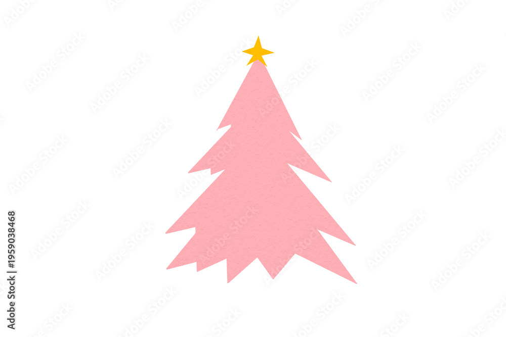 Fototapeta premium A cute pink Christmas tree made of paper is placed on a transparent background.