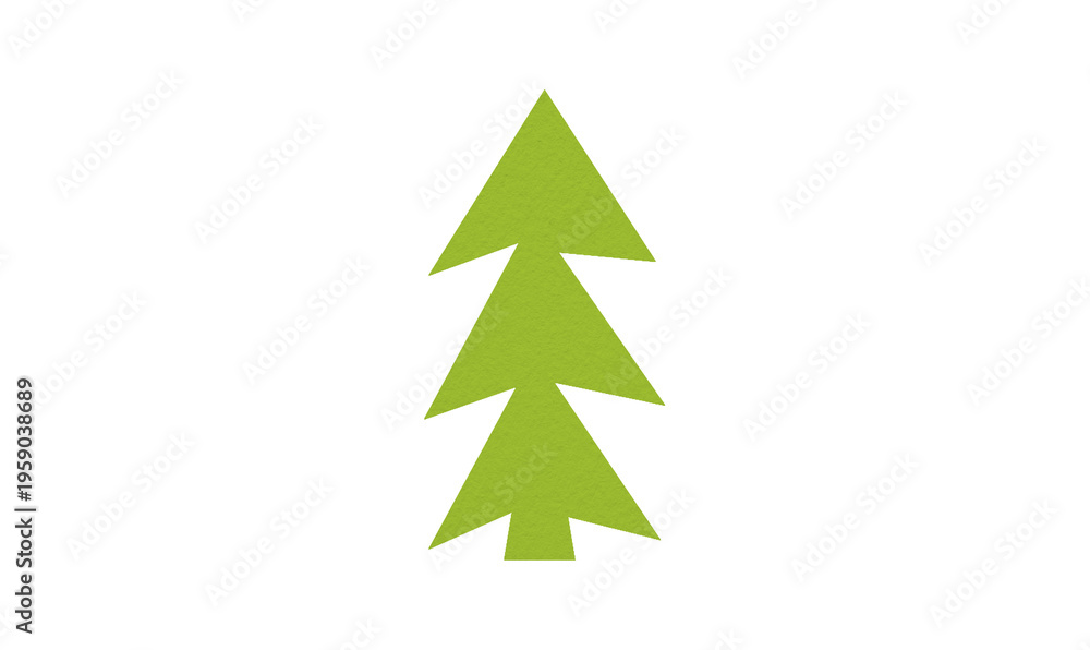 Obraz premium A cute light green Christmas tree made of paper is placed on a transparent background.