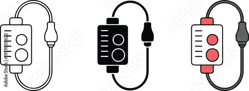 Professional automotive car polisher icon set featuring electric detailing tools in minimalist line art and flat vector styles.