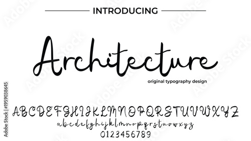 Architecture Font Stylish brush painted an uppercase vector letters, alphabet, typeface