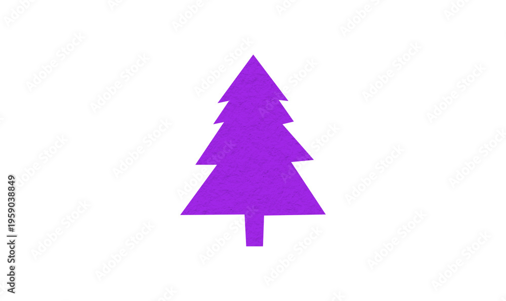 Obraz premium A cute purple Christmas tree made of paper is placed on a transparent background.