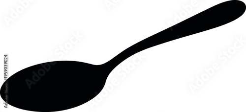 Spoon silhouette illustration with minimalist kitchen utensil black vector design