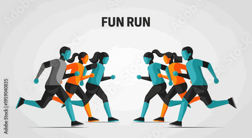 Diverse Group Of Runners Engaged In An Energetic Fun Run Competition