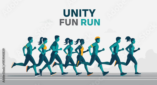 Diverse Group Of Runners Participating In A Fun Run Event