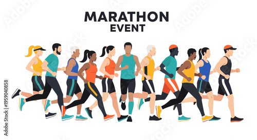 Diverse Group Running In Marathon Event Depicting People Of Different Backgrounds