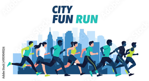 Diverse Runners Participate In An Energetic City Fun Run Event