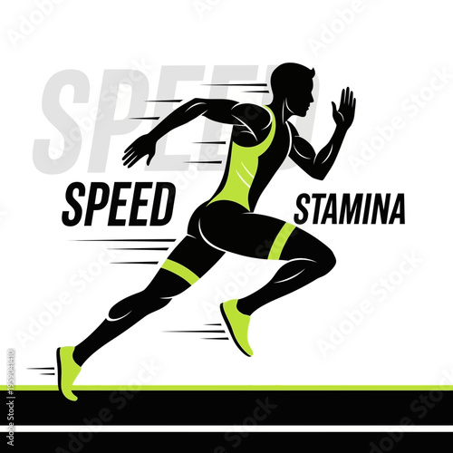 Dynamic Athlete in Motion: A Silhouette Depicting Speed, Power, and Athleticism in Competition