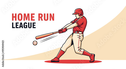 Dynamic Baseball Player Swinging Bat Captures Home Run League Spirit