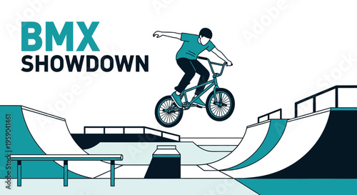 Dynamic BMX Rider Performing Aerial Stunts In Skatepark Contest