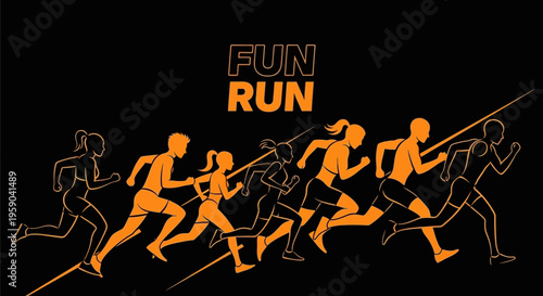 Dynamic Athletes Competing In A Fun Run Race Dynamic Group Of People Running In A Fun Competition