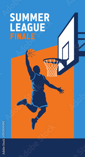 Dynamic Basketball Player Dunking During Summer League Finals